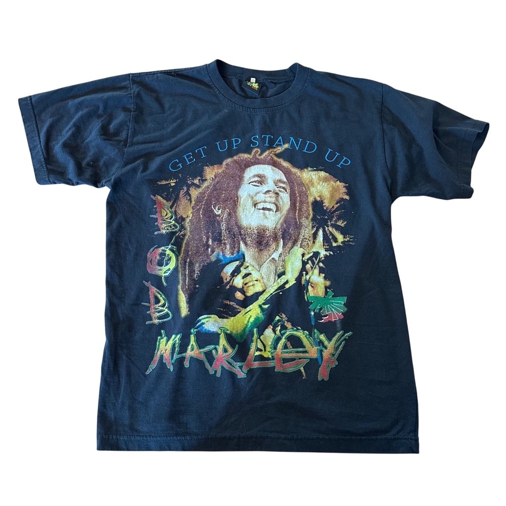 Bob Marley Get Up Stand‎ Up Two & Two Black Graphic T-Shirt Medium